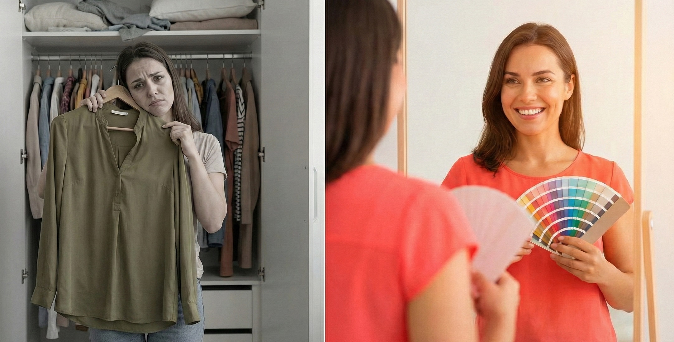 Mulher indecisa com roupas